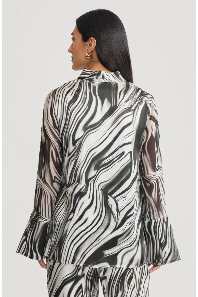 Marble Print Silk Tunic, Alternate, color, Black/White