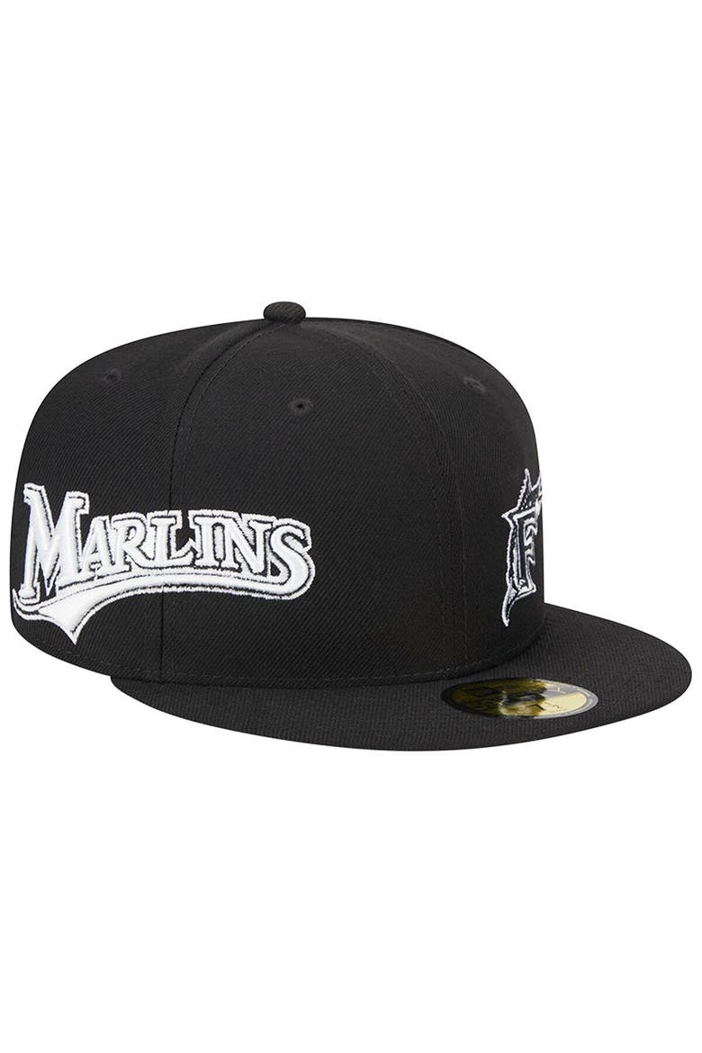 Men's New Era Black Florida Marlins Jersey 59FIFTY Fitted Hat, Main, color, Black