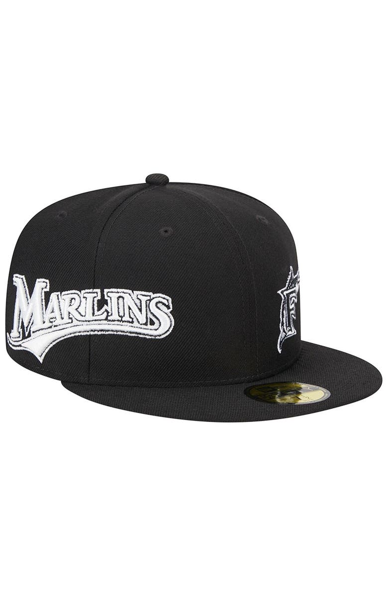 New Era Men's New Era Black Florida Marlins Jersey 59FIFTY Fitted Hat, Main, color, Black