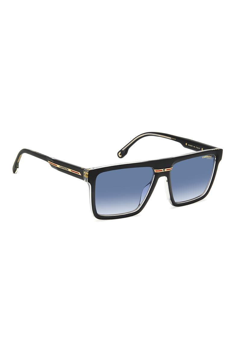 Victory 58mm Gradient Flat Top Sunglasses, Alternate, color, BLACK CRYSTAL/ BLUE SHADED