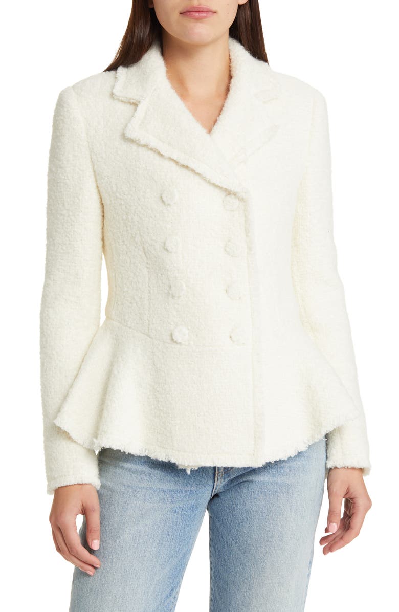 LoveShackFancy Morrow Bouclé Peplum Jacket, Alternate, color,
