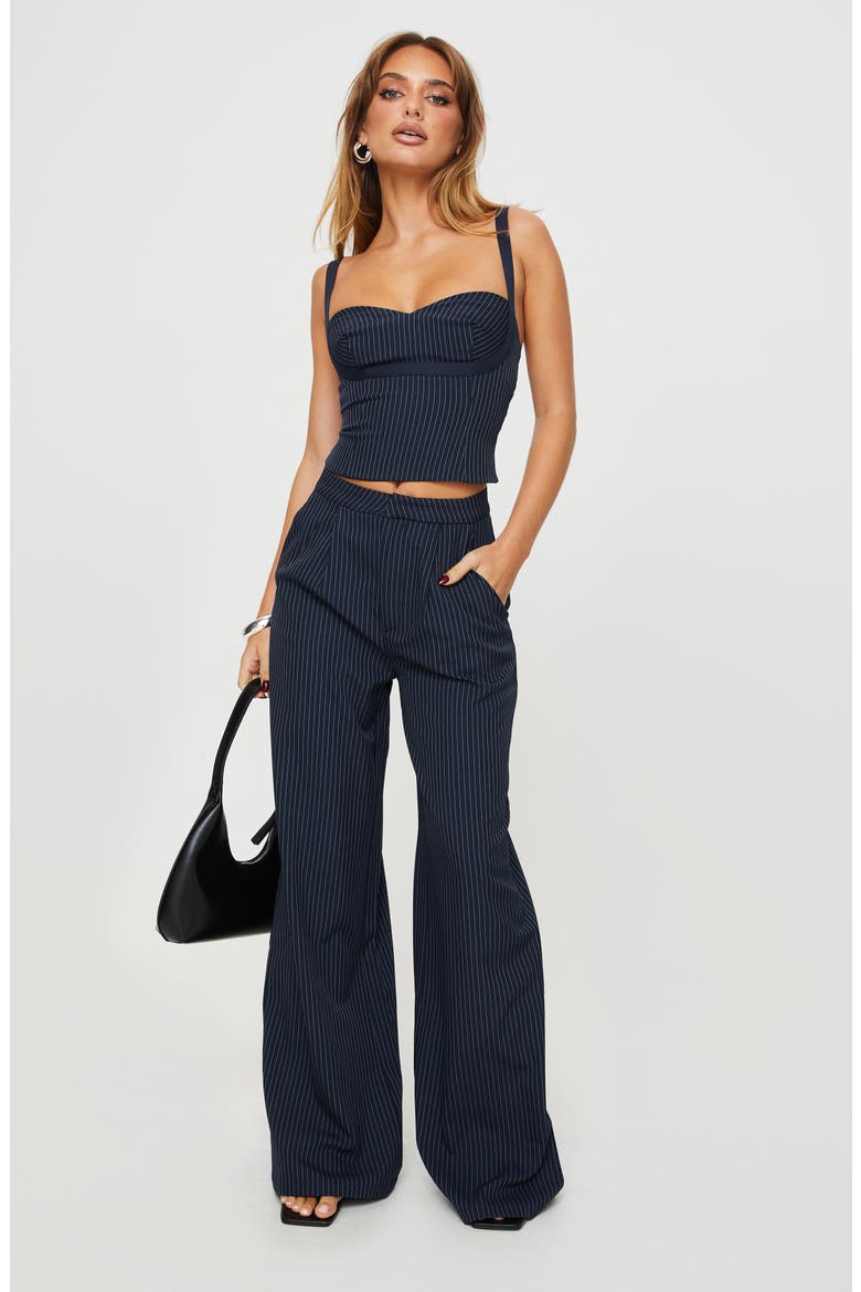 Briana Pinstripe Tank & Pants Set, Alternate, color, NAVY