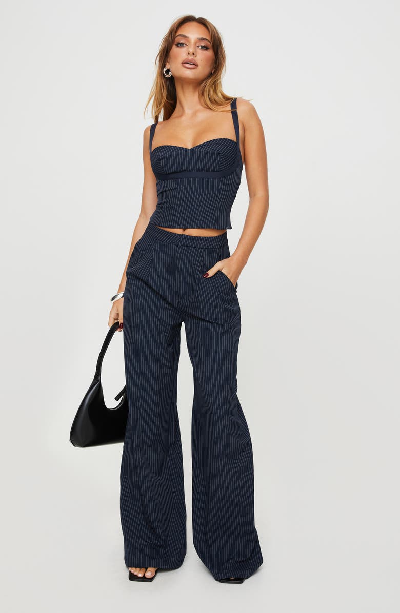 Princess Polly Briana Pinstripe Tank & Pants Set, Alternate, color, Navy