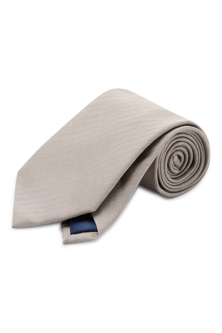 Silk Blend Microstructure Tie, Main, color, BEIGE