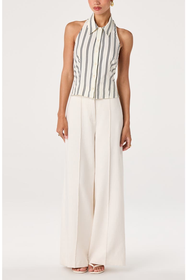 Adrianna Stripe Cotton Halter Top, Alternate, color, NAVY STRIPE