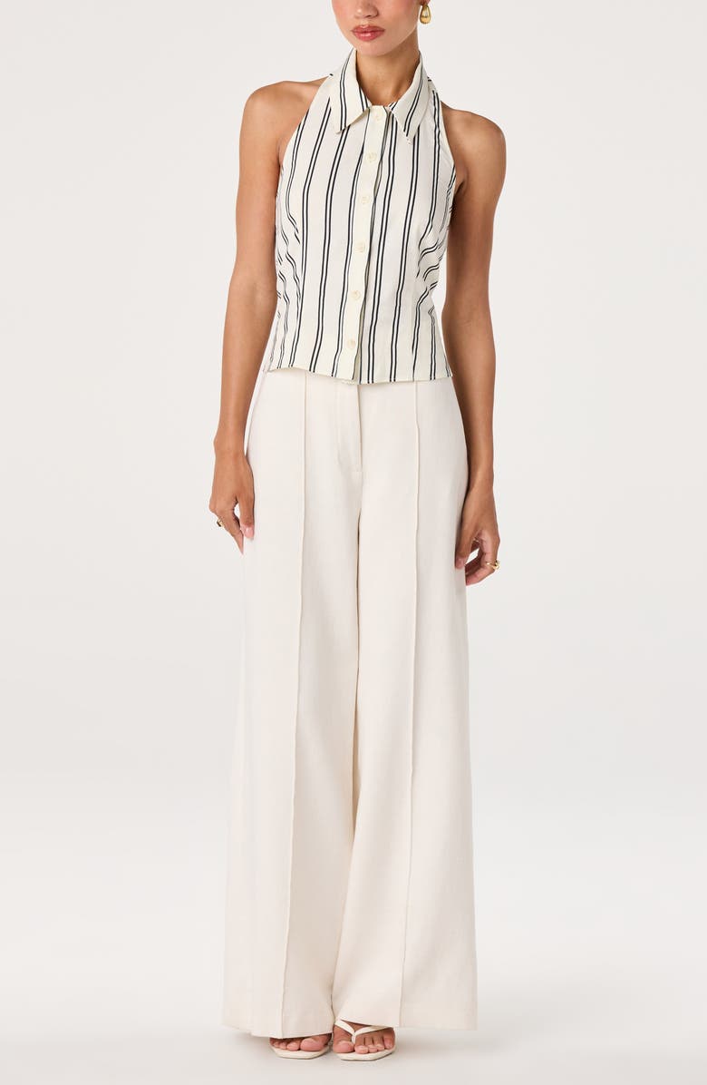 ASTR the Label Adrianna Stripe Cotton Halter Top, Alternate, color, Navy Stripe