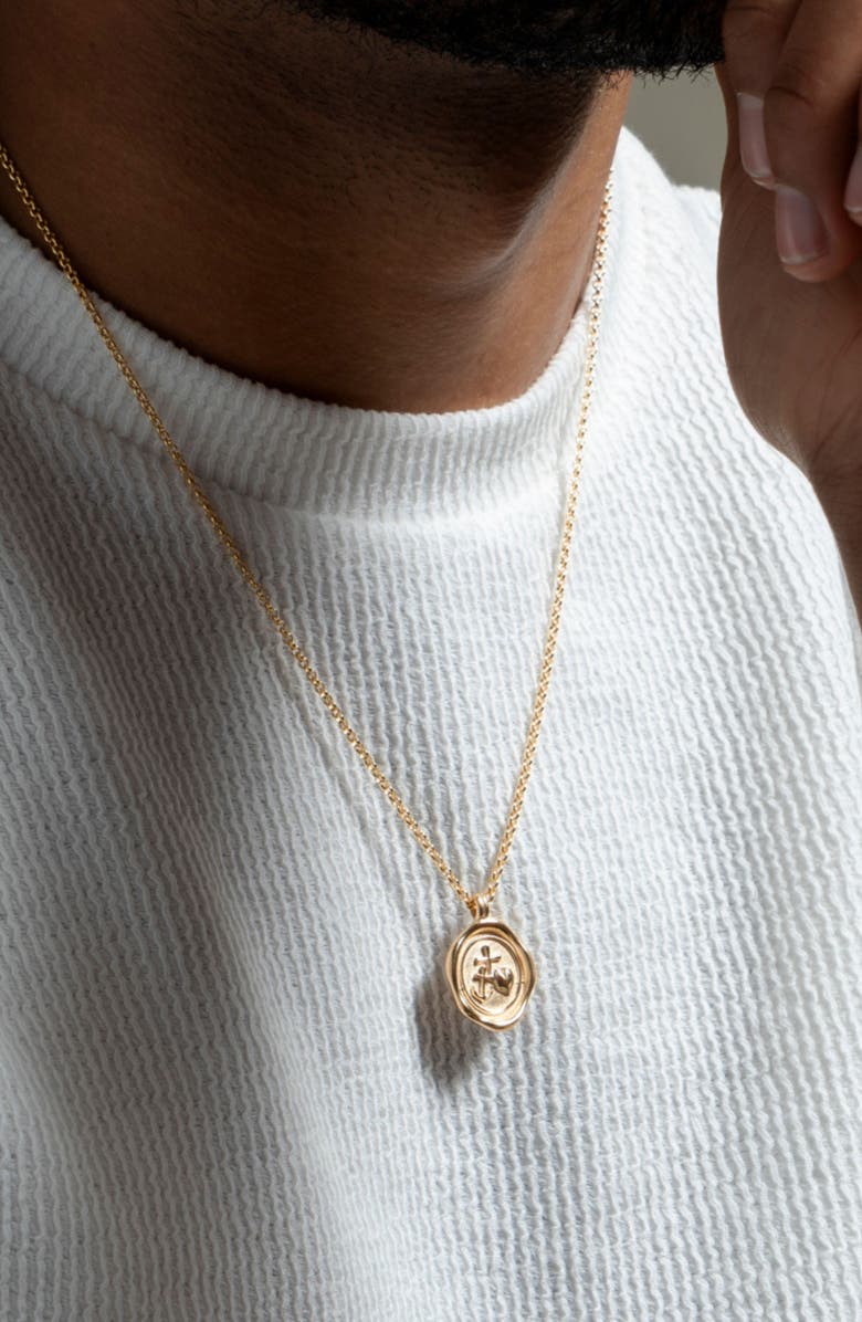 Dower & Hall Men's Hope Talisman Necklace, Alternate, color, Yellow Gold Vermeil