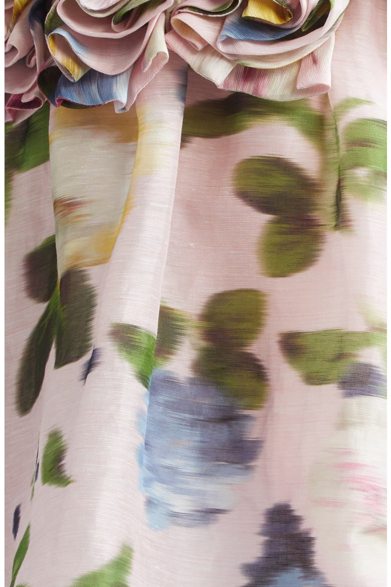 Chiné Rose Print Linen & Silk Off the Shoulder Top, Alternate, color, ROSEWATER MULTI