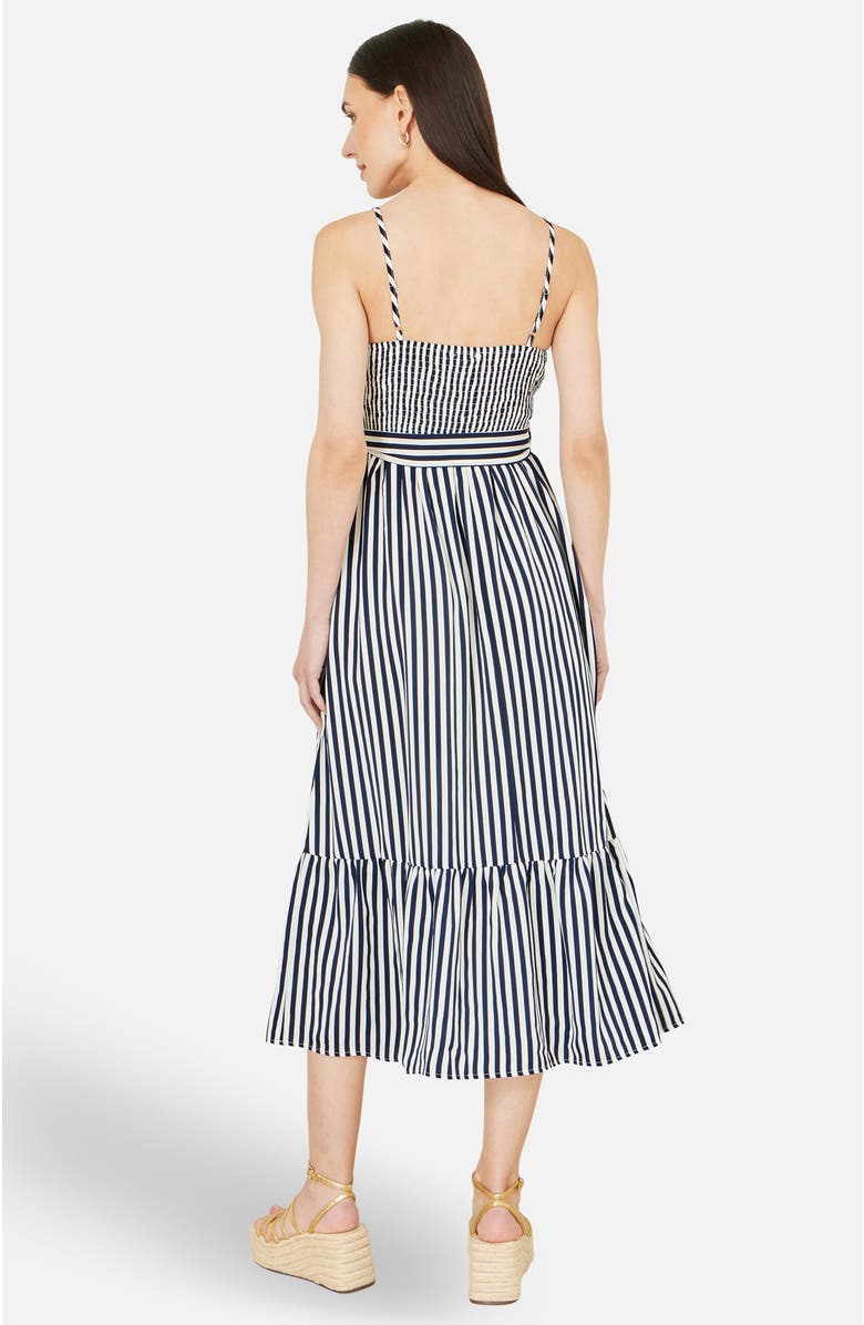 Yumi Stripe Midi Sun Dress, Alternate, color, Navy