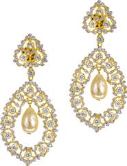 CZ by Kenneth Jay Lane Imitation Pearl Orbital Drop Earrings