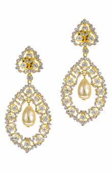 CZ by Kenneth Jay Lane Imitation Pearl Orbital Drop Earrings