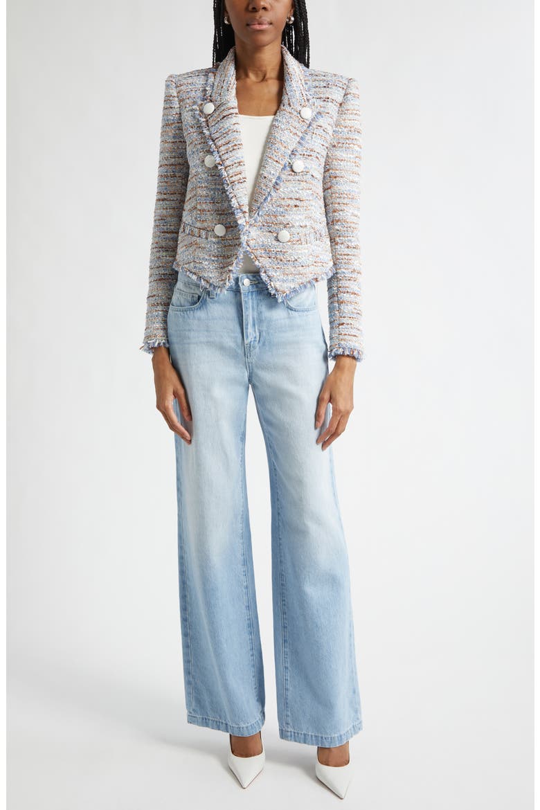 Marv Boxy Tweed Jacket, Alternate, color, BLUE/ BEIGE TWEED