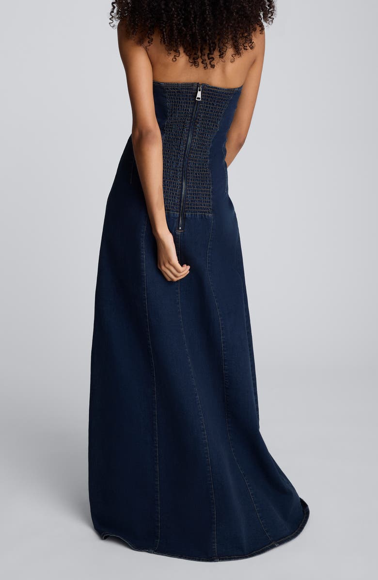 Kenneth Cole Seamed Strapless Denim Maxi Dress, Alternate, color, 