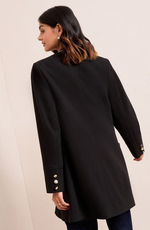 Friends Like These Collarless Swing Coat In Black