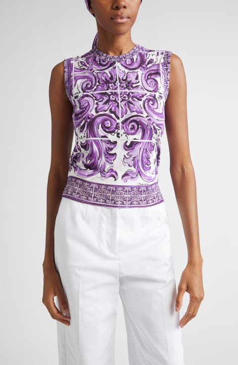 Majolica Print Silk Sweater