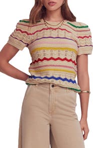 Boden Monica Stripe Pointelle Stitch Top