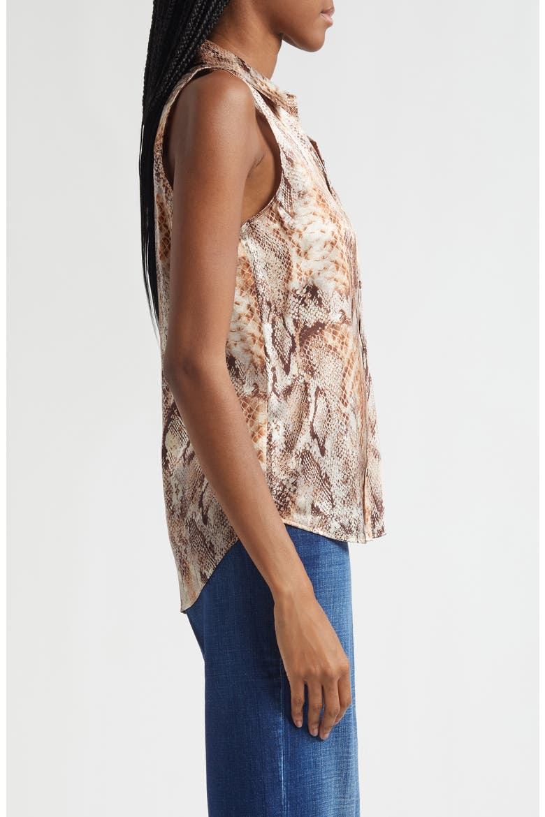 Emmy Snakeskin Print Sleeveless Silk Shirt, Alternate, color, TAN MULTI WESTERN SNAKE