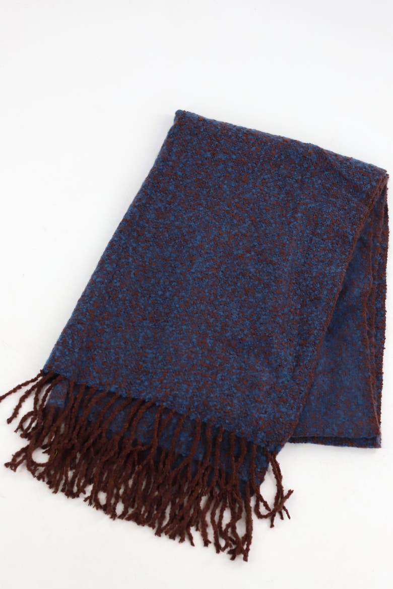 Plush Scarf with Fringe, Alternate, color, Sapphire/Topaz