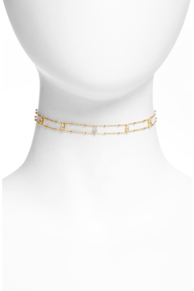 Crystal Multistrand Choker, Main, color, GOLD
