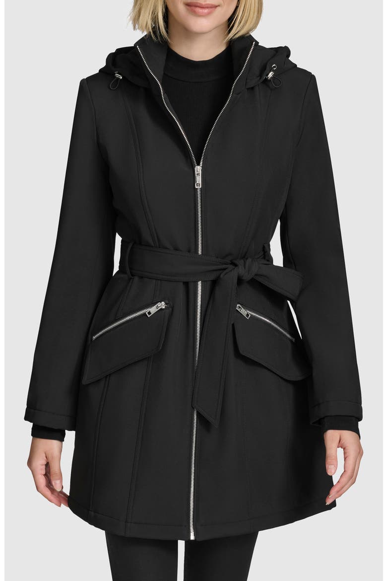 Quinn Water Resistant Belted Trench Coat, Main, color, BLACK