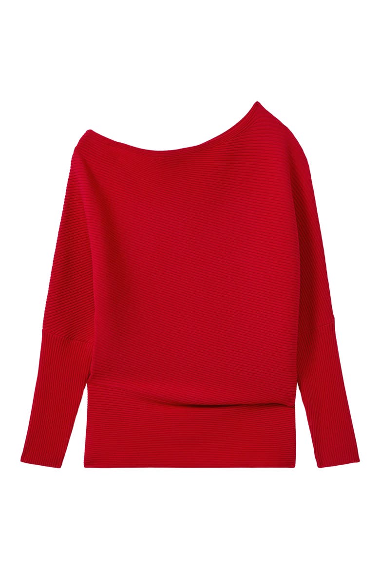 Lorna Ottoman Rib Off the Shoulder Top, Alternate, color, RED