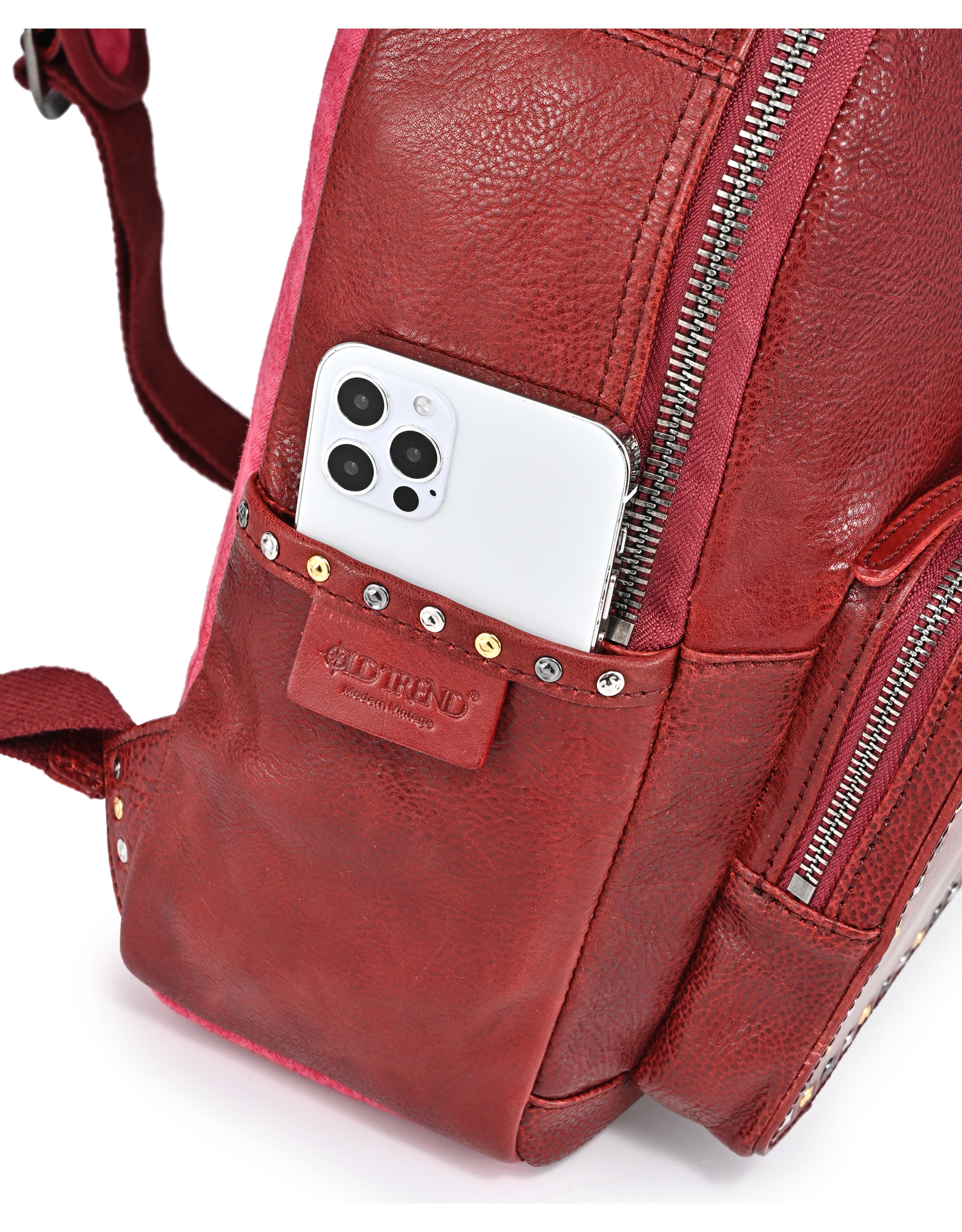 Westland Genuine Leather Compact Heritage Backpack, Alternate, color, Burgundy