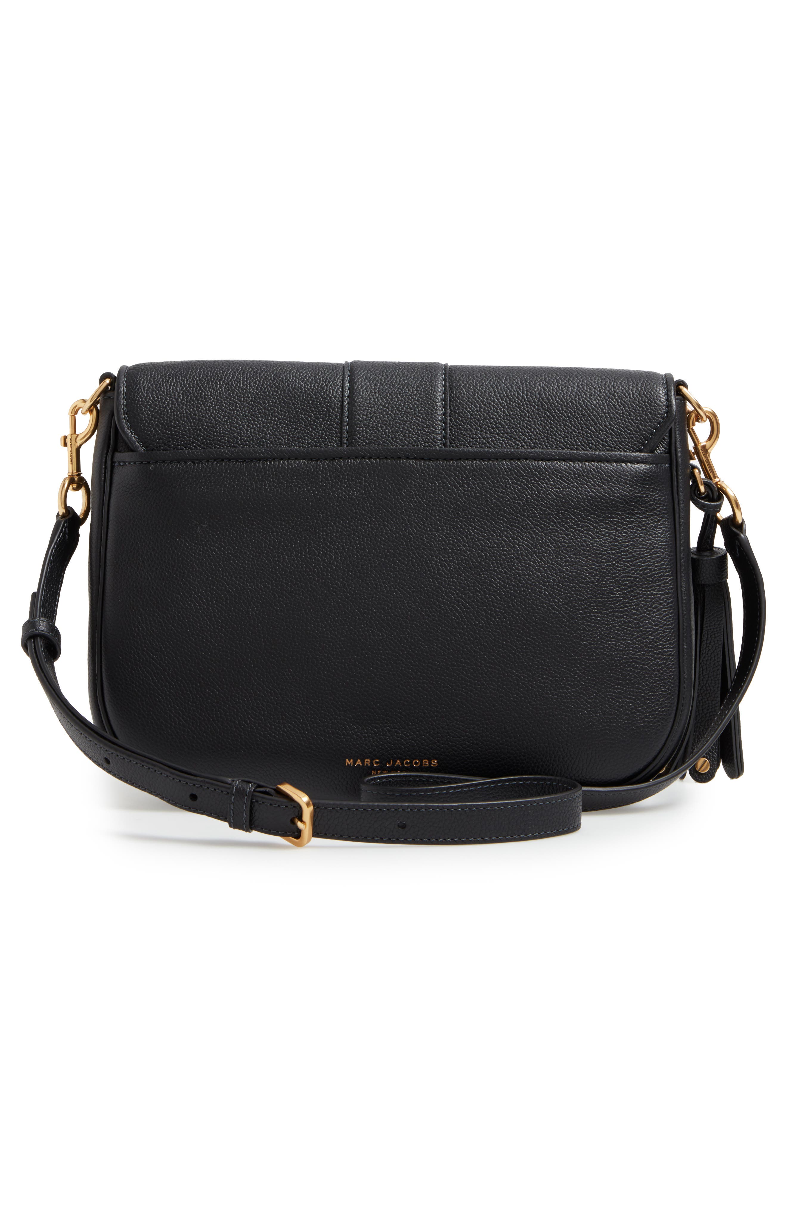 Interlock Leather Crossbody Bag, Alternate, color, BLACK