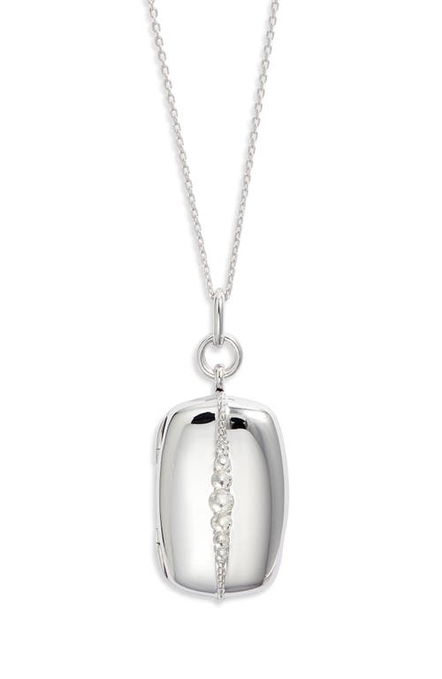 Monica Rich Kosann Slim Rectangular Graduated White Sapphire Locket In Metallic