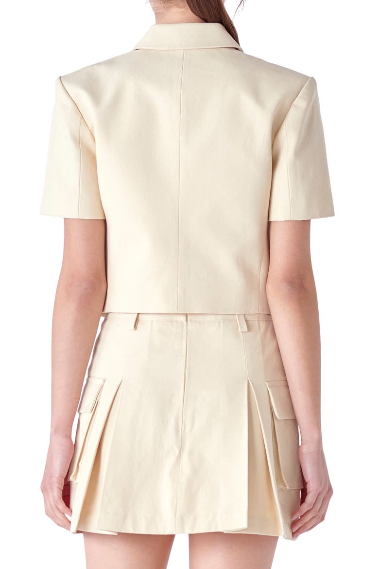Short Sleeve Double Breasted Blazer, Alternate, color, BEIGE