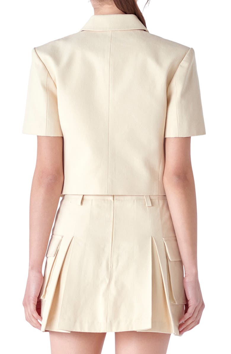 English Factory Short Sleeve Double Breasted Blazer, Alternate, color, Beige