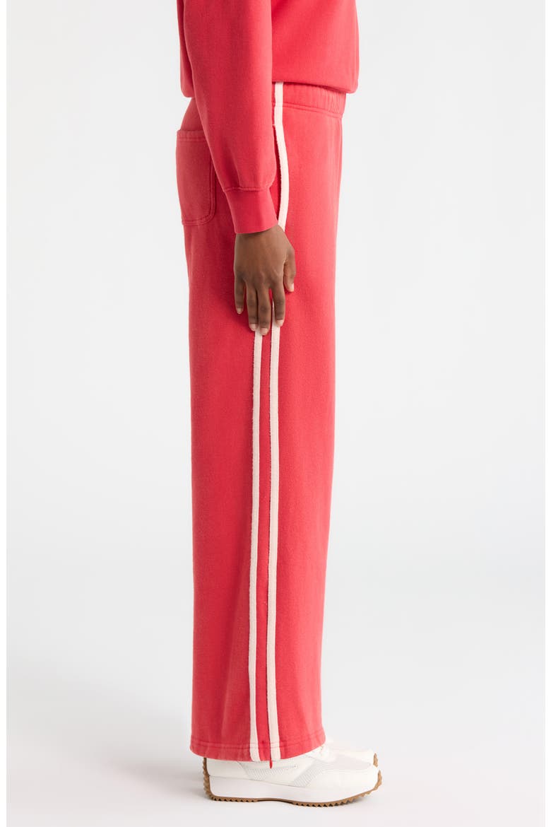 Cloud 9 Side Stripe Wide Leg Sweatpants, Alternate, color, FADED RED