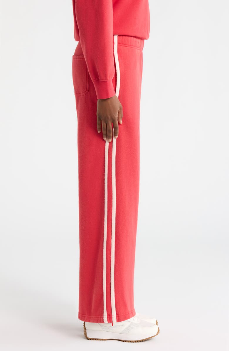 Marine Layer Cloud 9 Side Stripe Wide Leg Sweatpants, Alternate, color, Faded Red