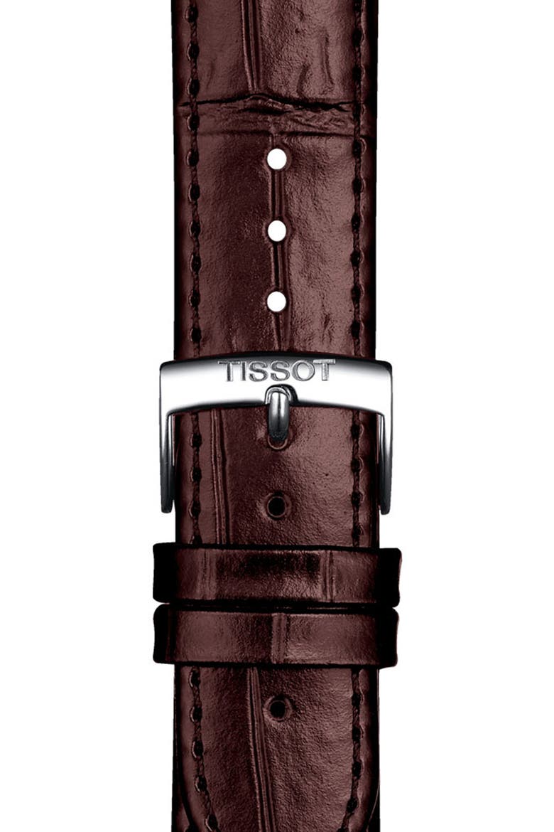 20mm Croc Embossed Leather Watchband, Alternate, color, BROWN/ SILVER
