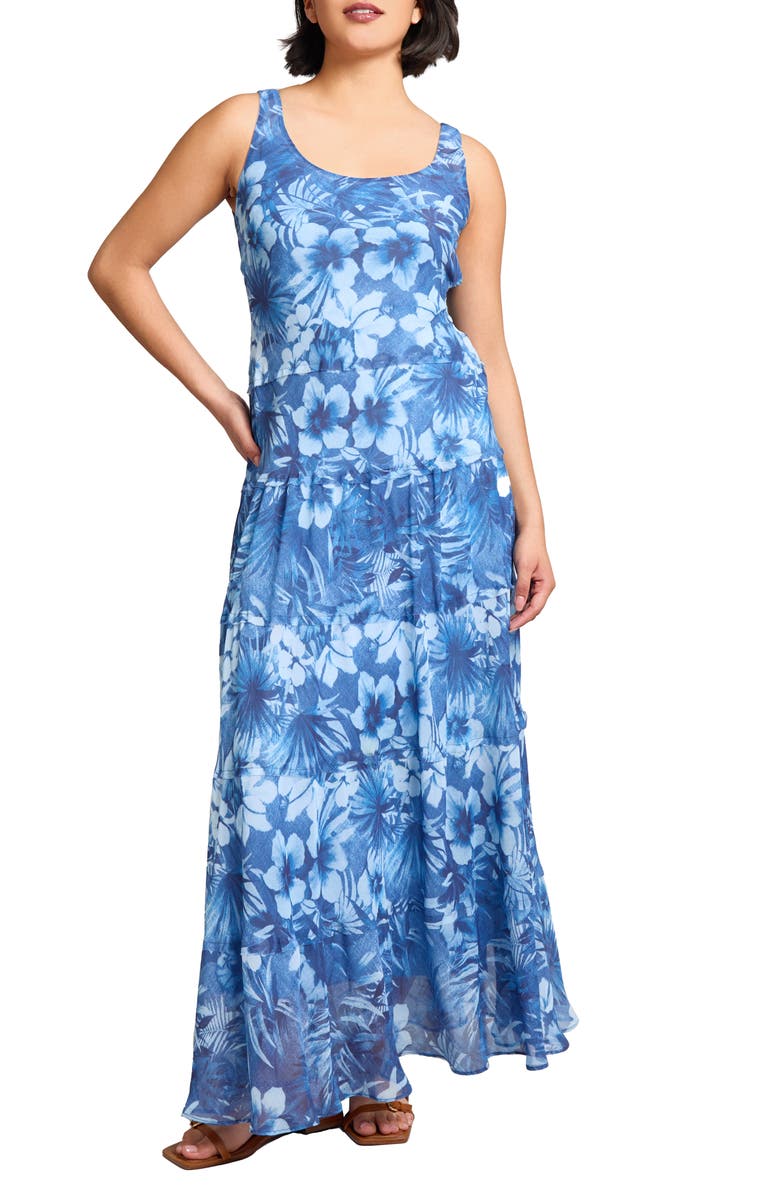 Jones New York Print Sleeveless Chiffon Maxi Dress, Main, color,