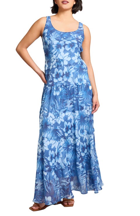Print Sleeveless Chiffon Maxi Dress