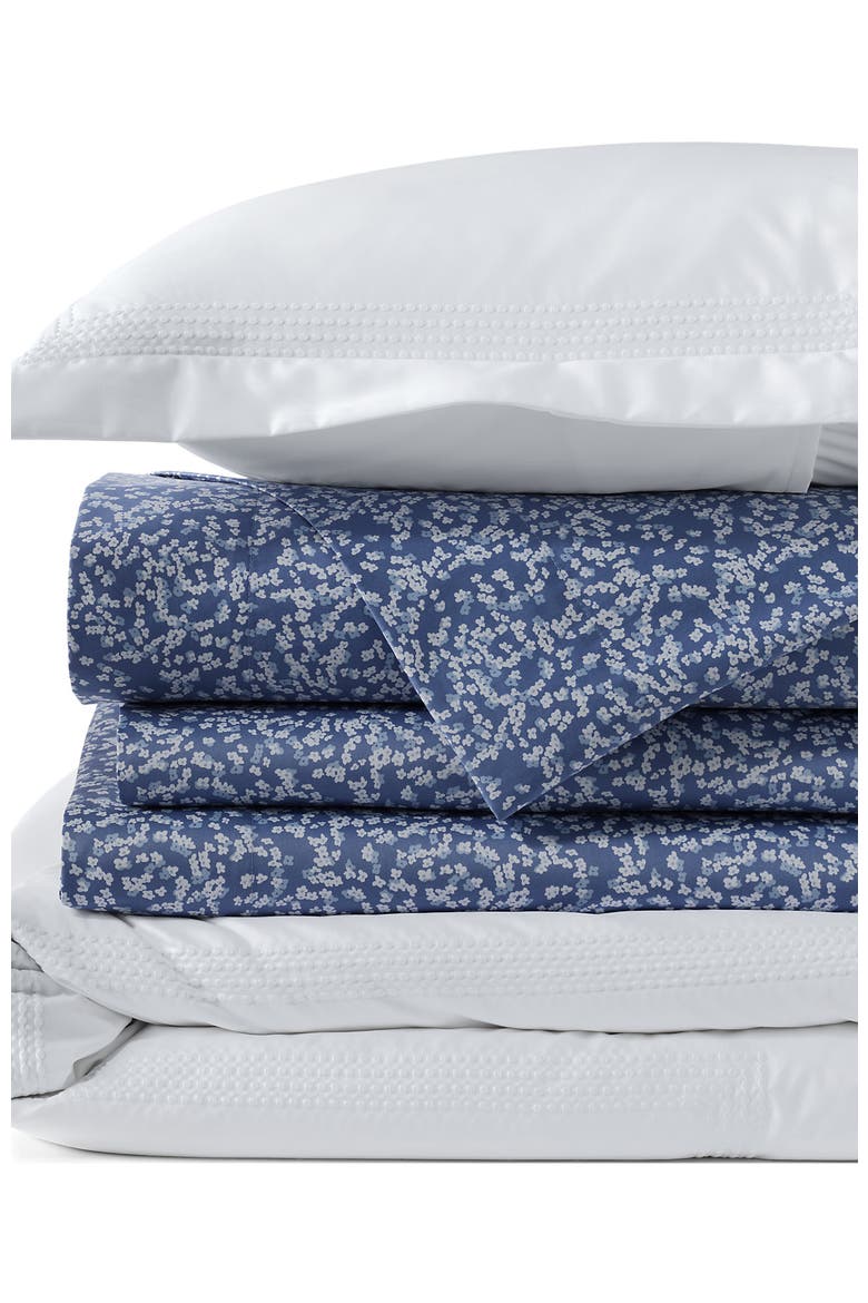 400 Thread Count Premium Supima Cotton No Iron Sateen Embroidered Duvet Bed Cover, Main, color, White Dots