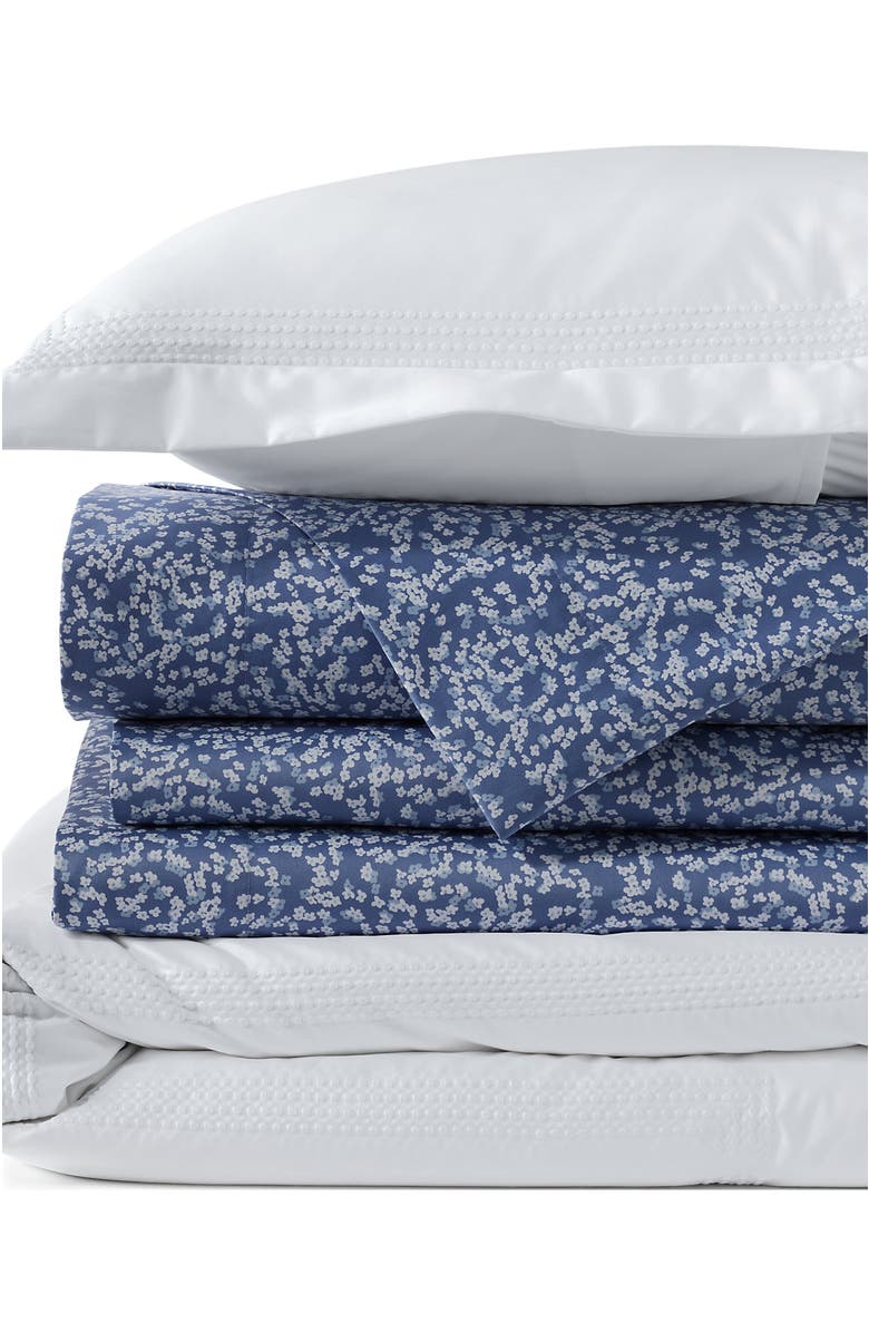 Lands' End 400 Thread Count Premium Supima Cotton No Iron Sateen Embroidered Duvet Bed Cover, Main, color, White Dots