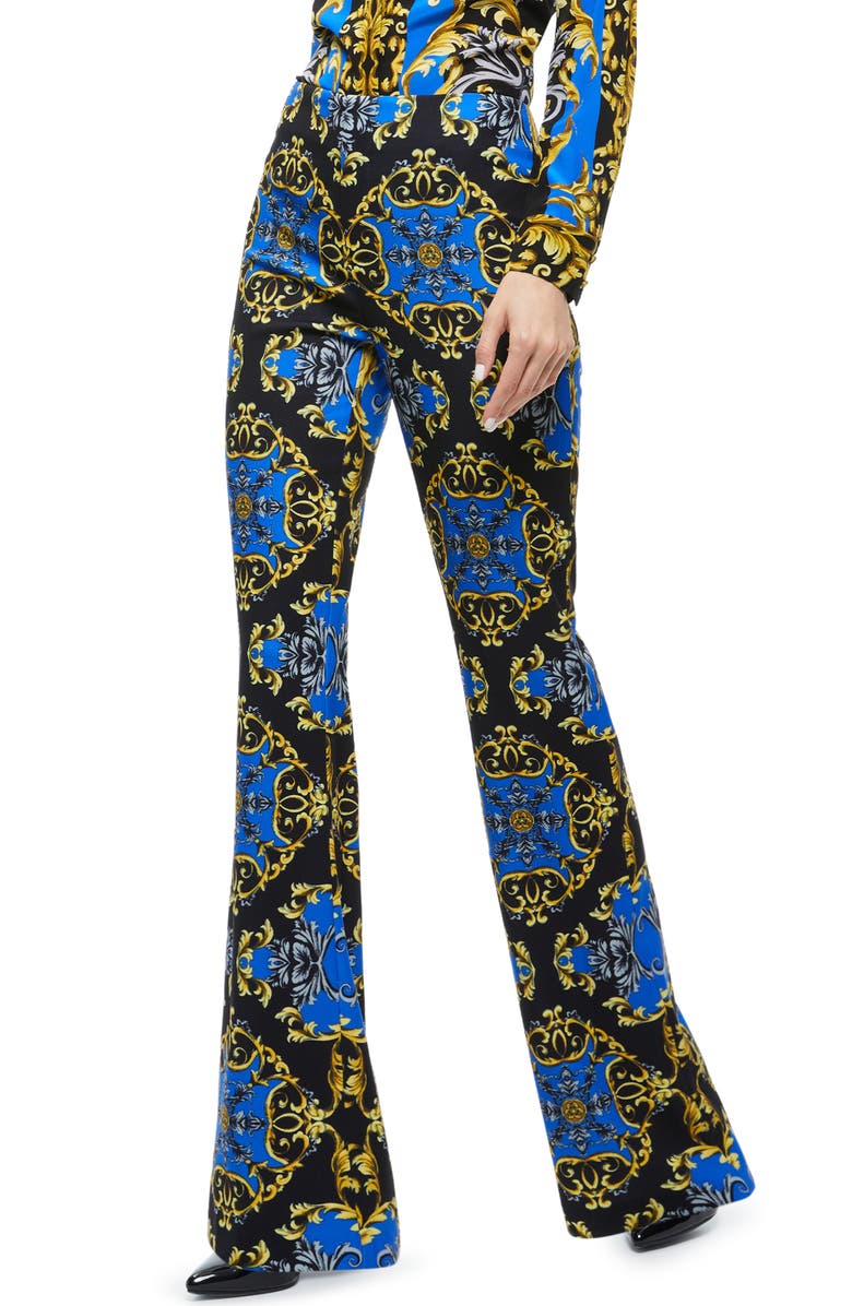Alice + Olivia Teeny Tapestry Print Flare Bootcut Pants, Alternate, color,