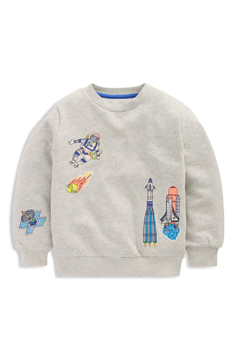 Kids' Badge Appliqué Sweatshirt, Main, color, GREY MARL SPACE