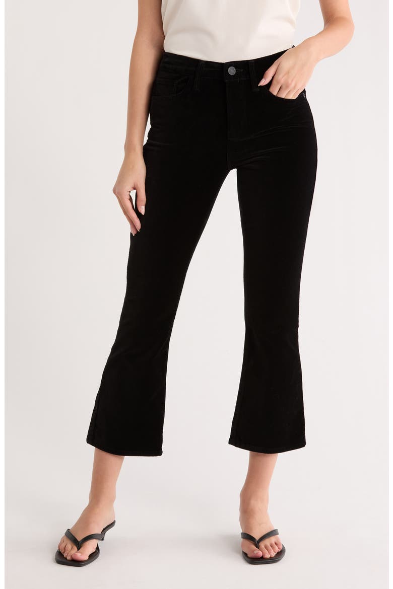 Le Crop Velveteen Mini Bootcut Jeans, Main, color, BLACK VELVET