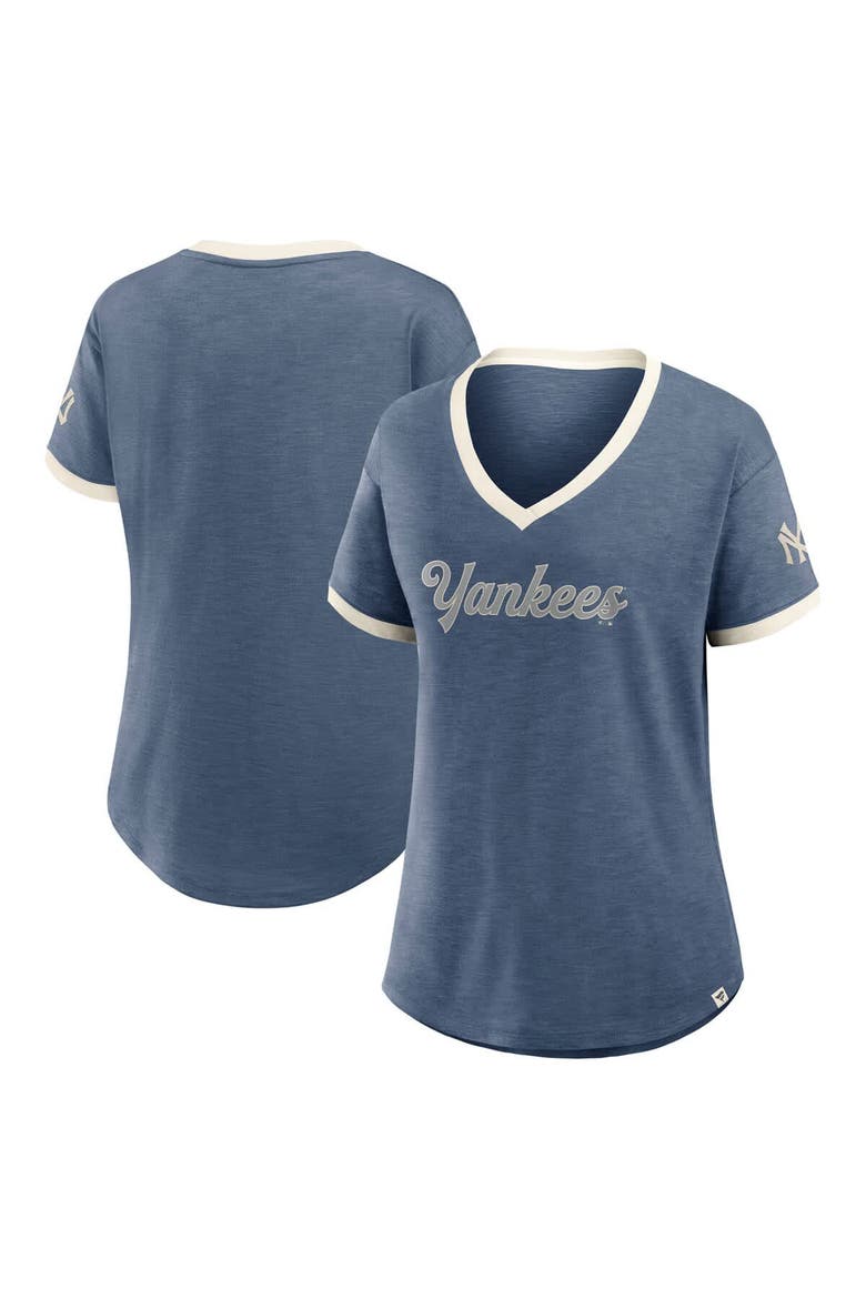 Women's Fanatics Navy New York Yankees Cooperstown Collection Vintage Play​ V-Neck T-Shirt, Main, color, Navy