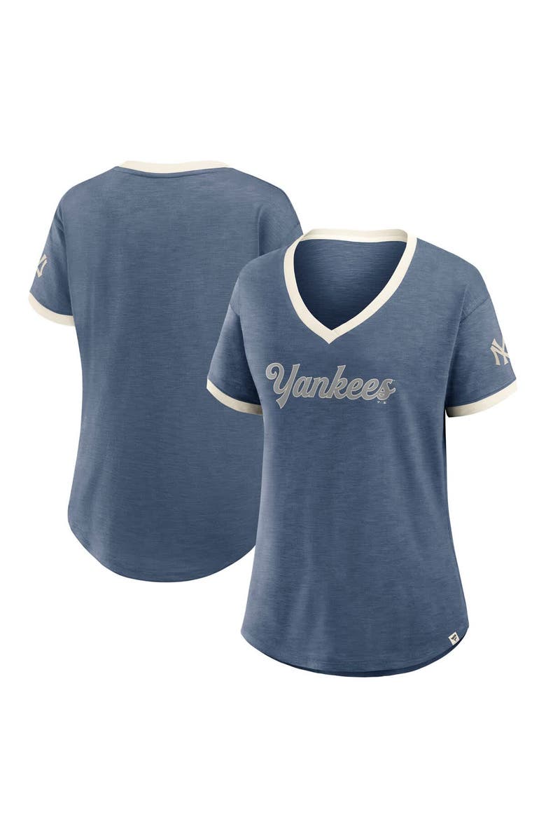 FANATICS Women's Fanatics Navy New York Yankees Cooperstown Collection Vintage Play V-Neck T-Shirt, Main, color, Navy