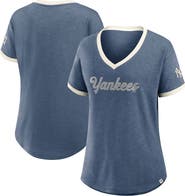 FANATICS Women's Fanatics Navy New York Yankees Cooperstown Collection Vintage Play V-Neck T-Shirt