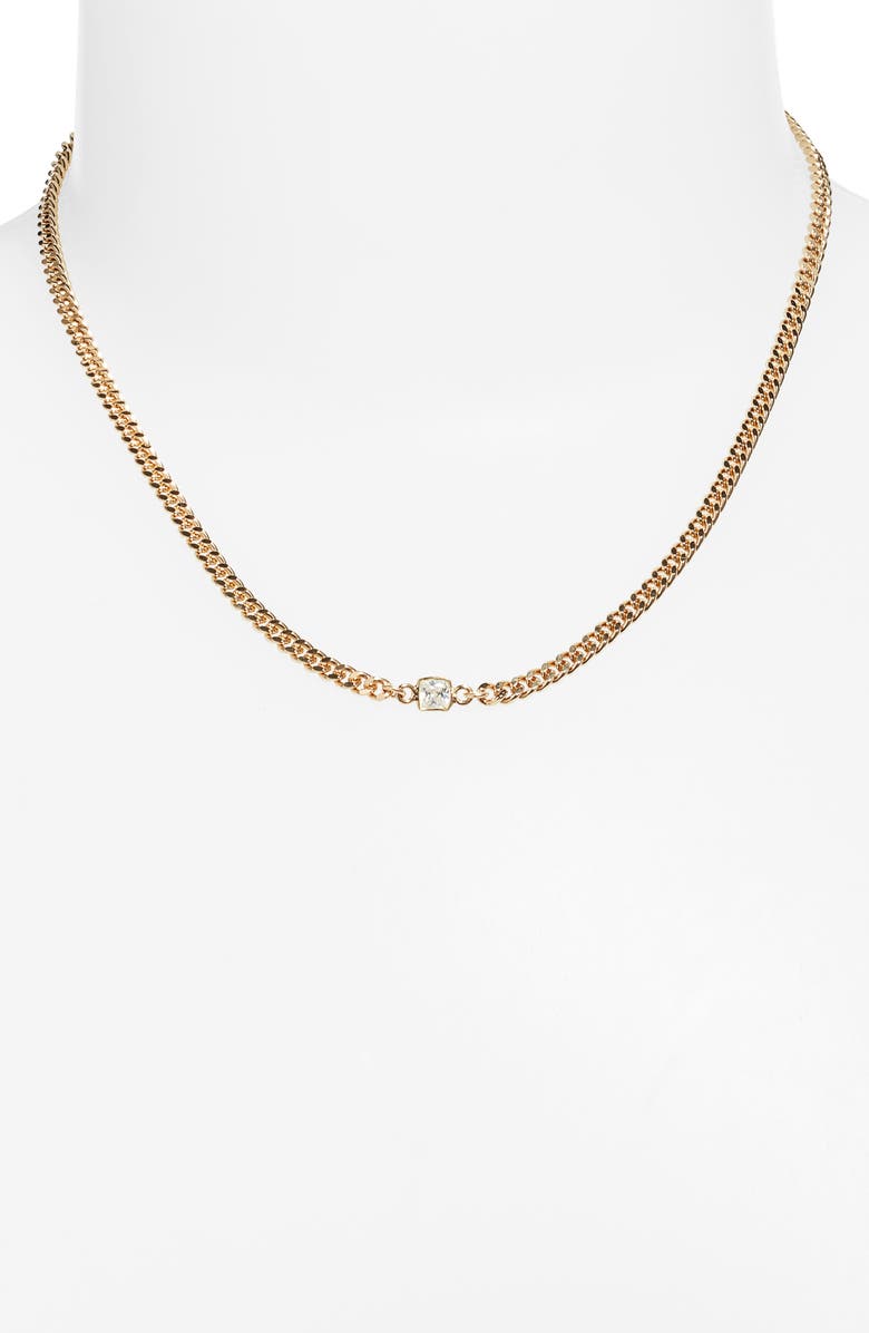 Set & Stones Kelcie Cubic Zirconia Cuban Chain Necklace, Alternate, color,