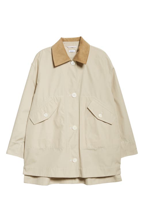 Thom Browne Corduroy Collar In Typewriter Cloth Gardening Coat In Khaki