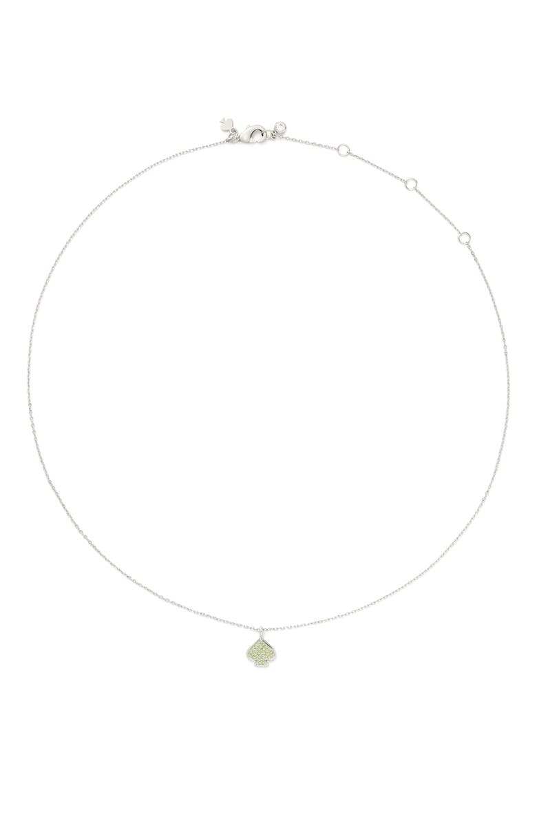Kate Spade New York mini pavé pendant necklace, Alternate, color, Green/ Silver