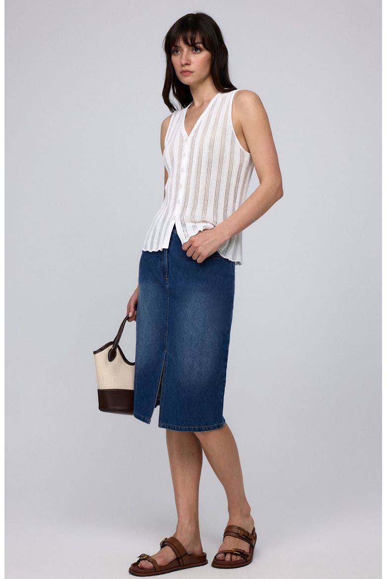 Denim Atelier Midi Skirt, Alternate, color, Medium Indigo
