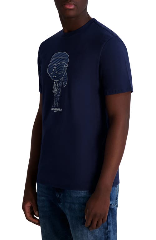 Karl Lagerfeld Paris Rubberized Karl Cotton Graphic T-shirt In Navy
