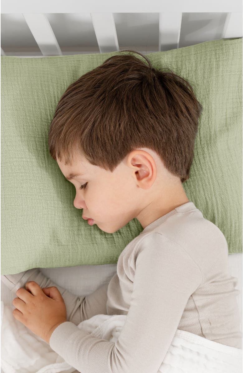 Comfy Cubs Toddler Pillow with Soft Muslin Pillowcase, Pack of 2, Alternate, color, Sage