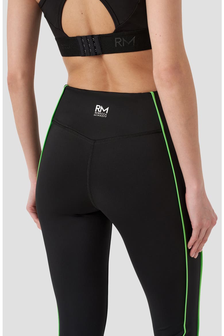 Piped High Waist Crop Leggings, Alternate, color, BLACK/ GREEN FLASH